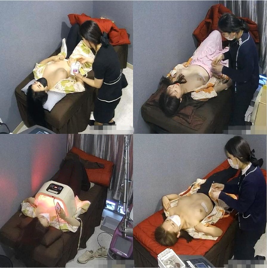 【摄像头】超稀缺，美容院漂亮女神们做胸部美容阴部除毛