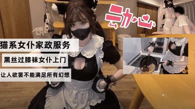 猫系女仆家政服务，黑丝过膝袜女