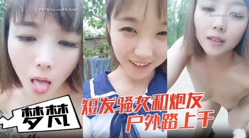 梦梵短发骚女和炮友户外路上干