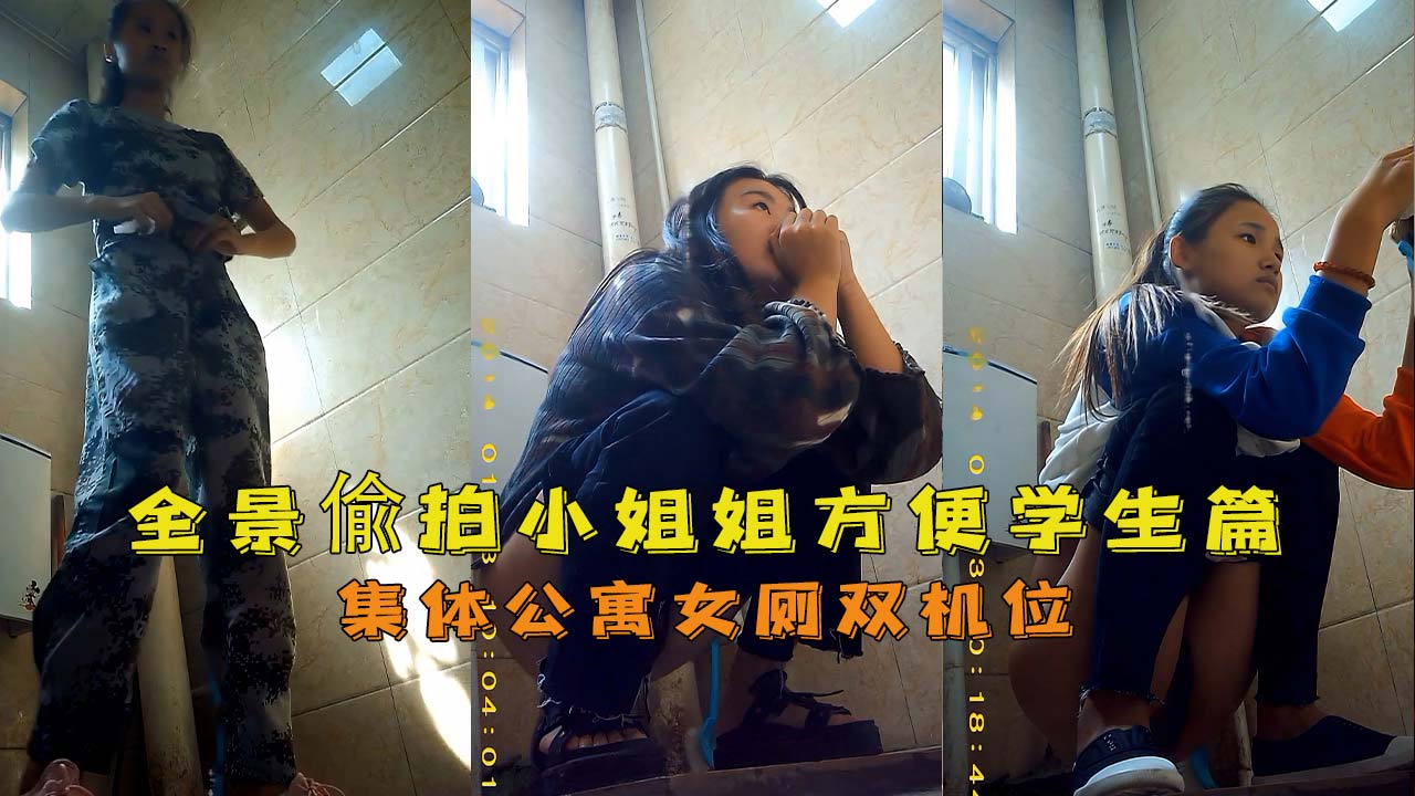 【厕拍精选】全景偷拍小姐姐尿尿，学生篇，集体公寓女厕双机位