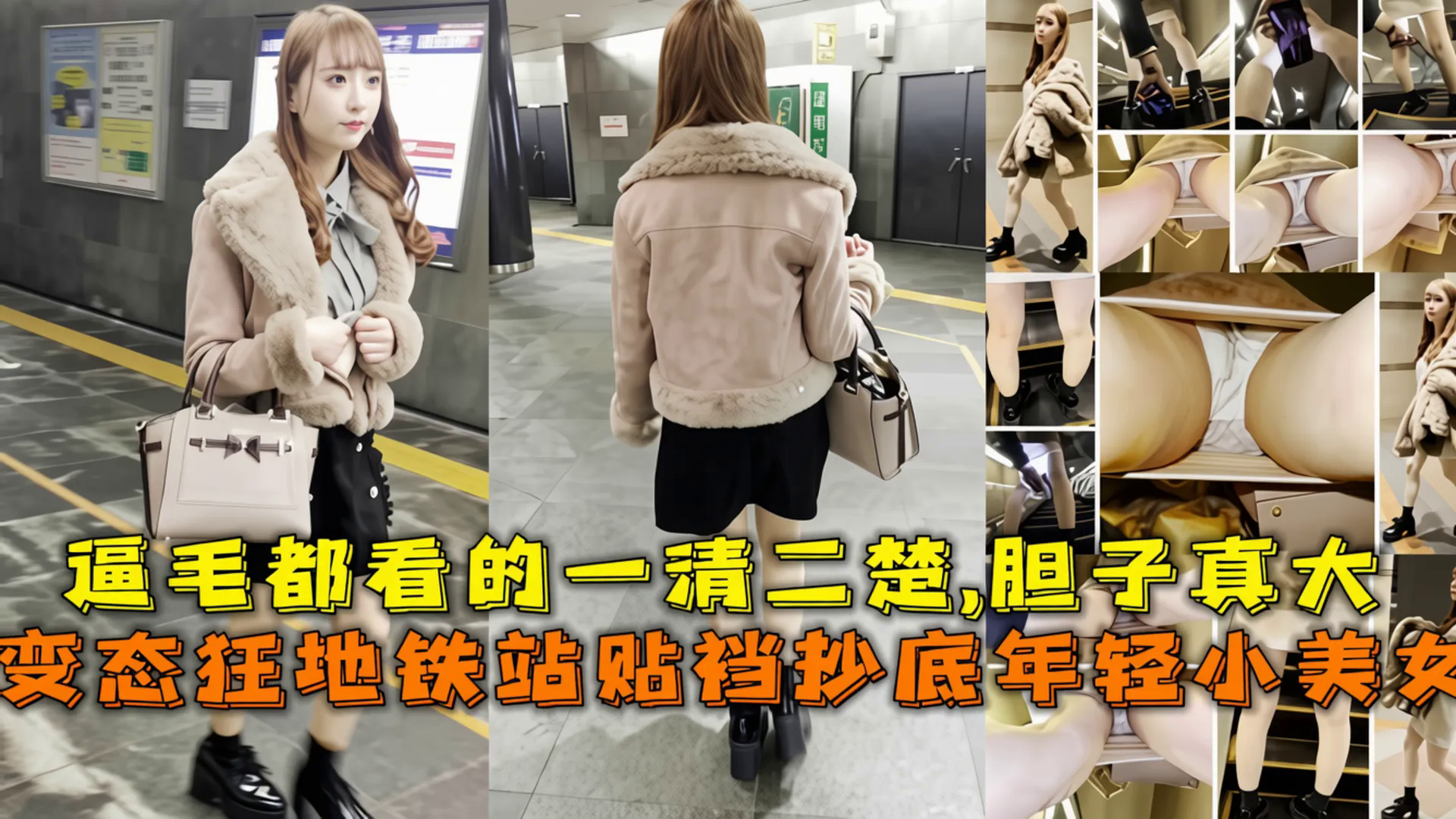 变态地铁站疯狂偷拍年轻小美女，逼毛都一清二楚，胆子真大