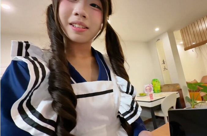 【萝莉少女】温温兔 – 全露脸幻想女仆女友 跪地舔食多体位插穴 抽插爽出好多白浆 肉棒超滑内射深处